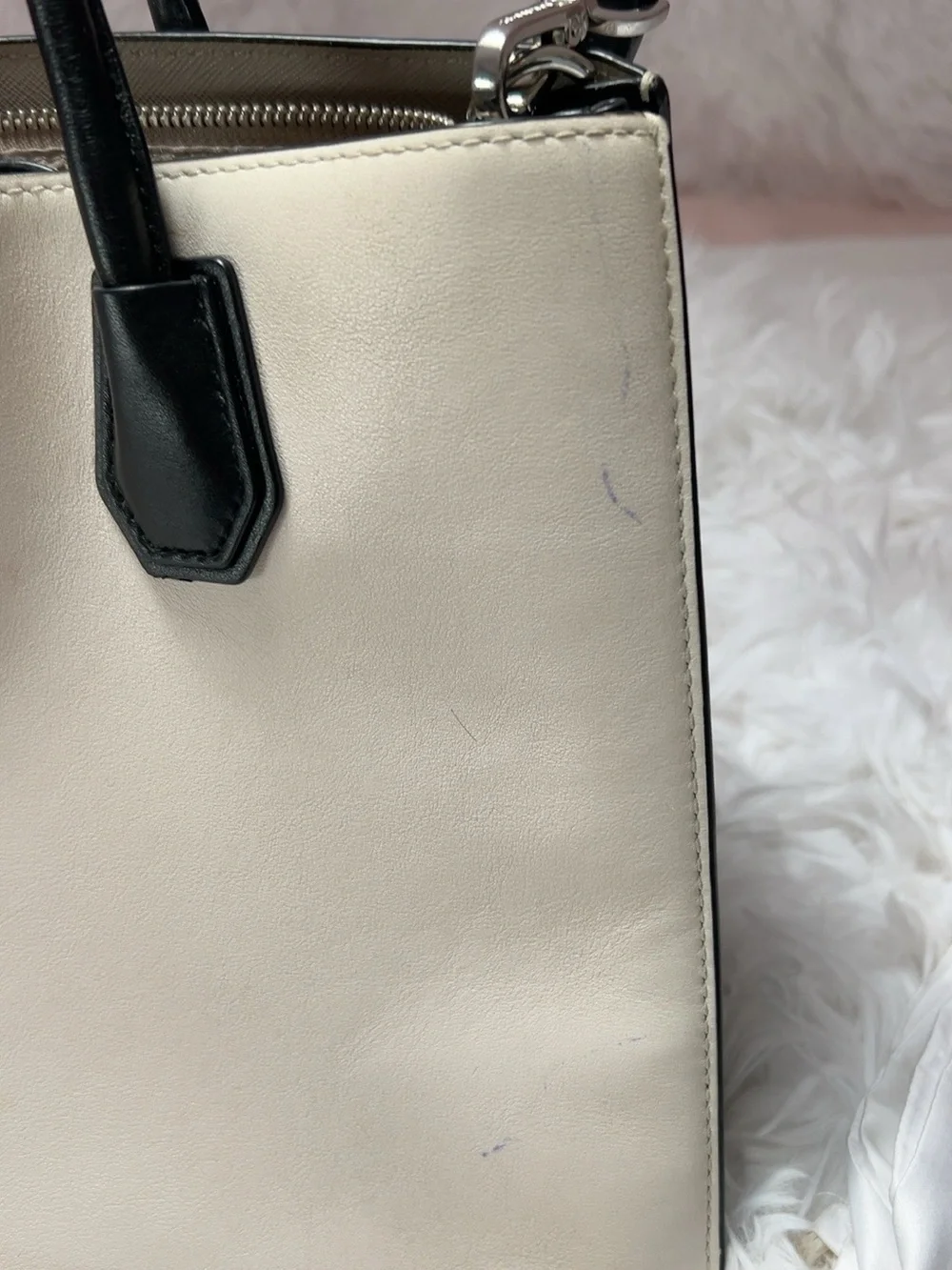 Discontinued Michael Kors Mercer Stud & Grommet Large Leather Tote Optic White/B